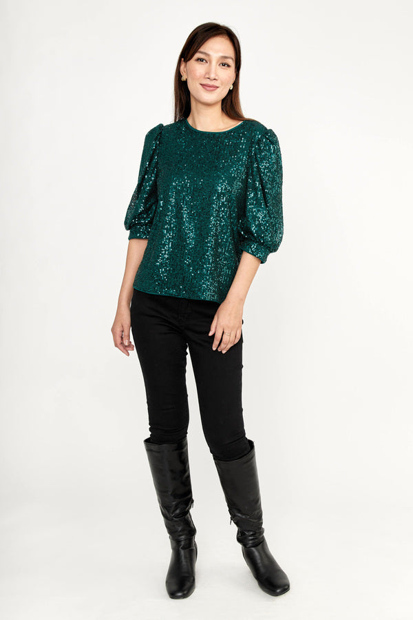 Emerald Green Sequin Top 239813U