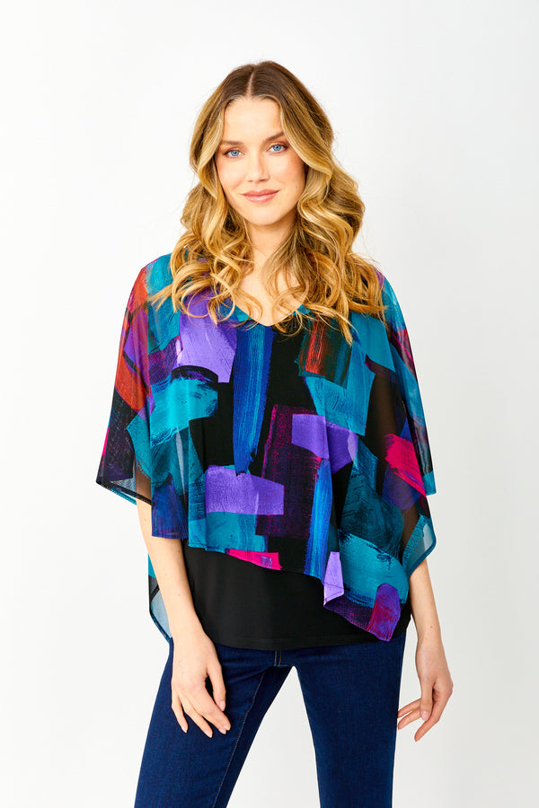 Fuchsia and Turquoise Chiffon Top 243302