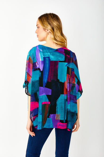 Fuchsia and Turquoise Chiffon Top 243302