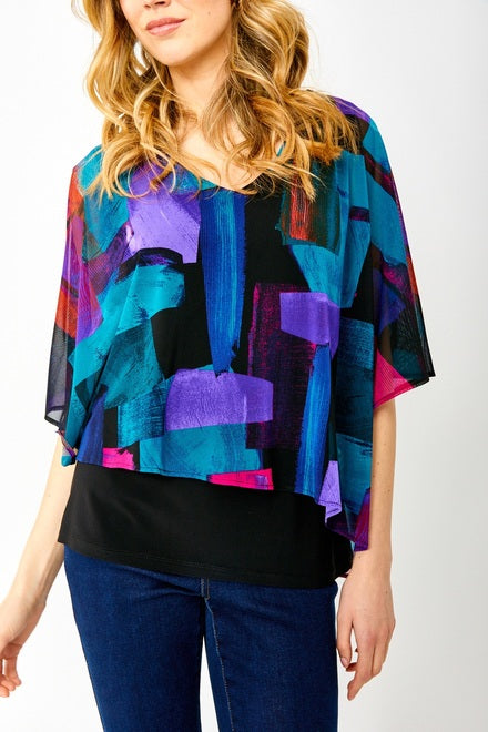Fuchsia and Turquoise Chiffon Top 243302