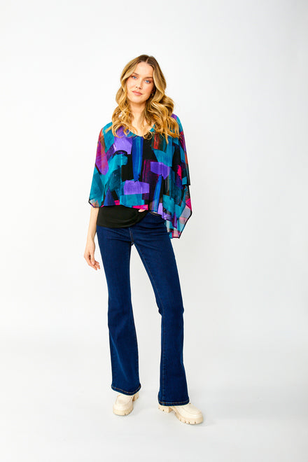 Fuchsia and Turquoise Chiffon Top 243302