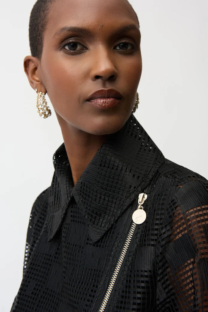 Geometric Mesh Moto Jacket Style 261074