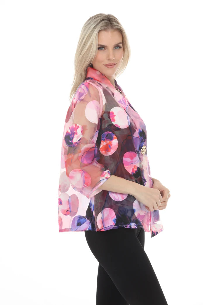 Multi Floral Polka Dots Sheer Jacket 261762