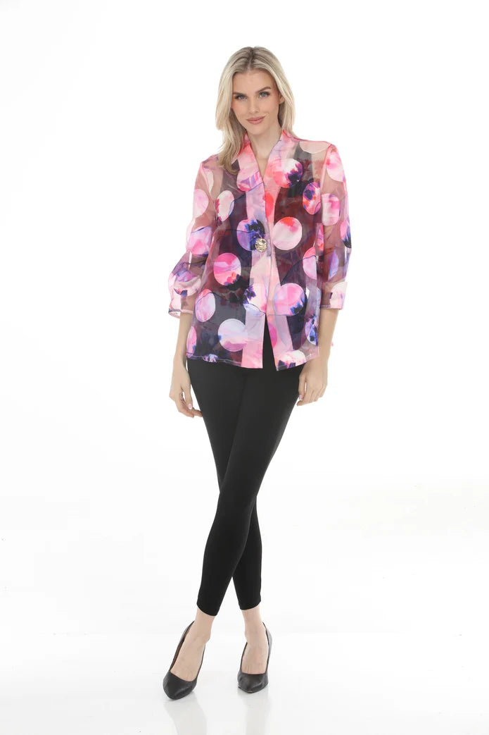 Multi Floral Polka Dots Sheer Jacket 261762