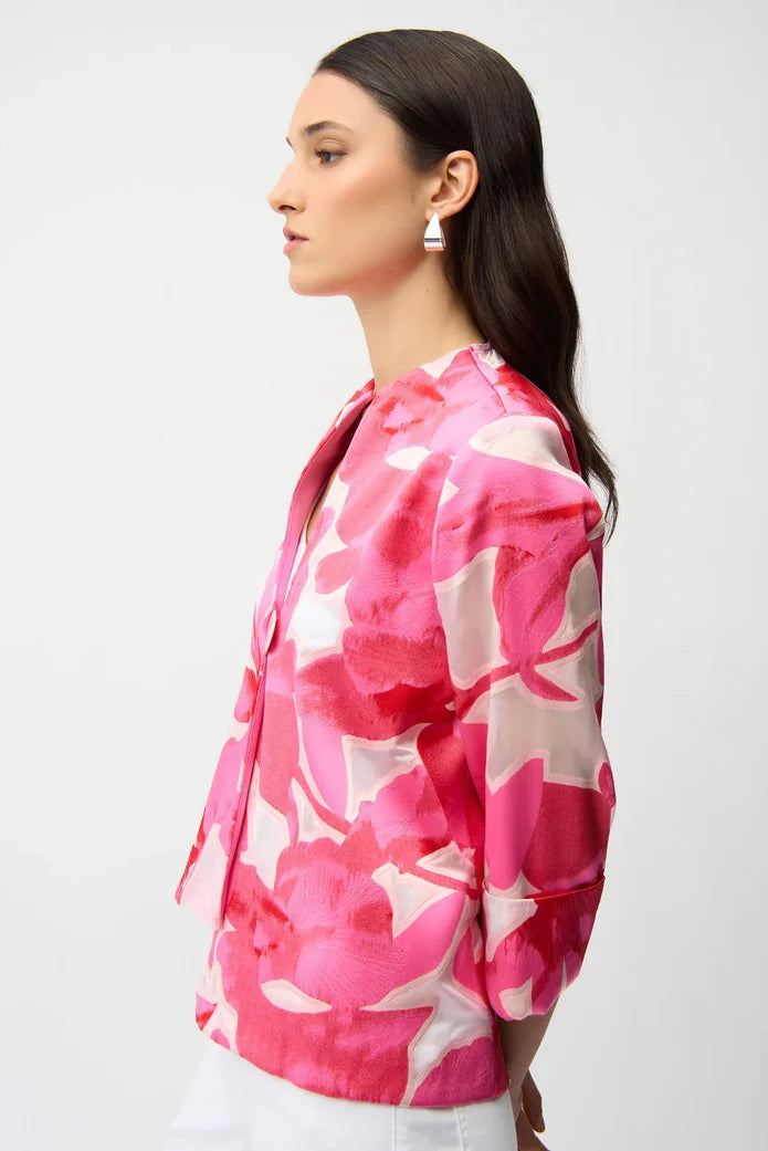 Pink/Multi Floral Asymmetric Swing Jacket 261180