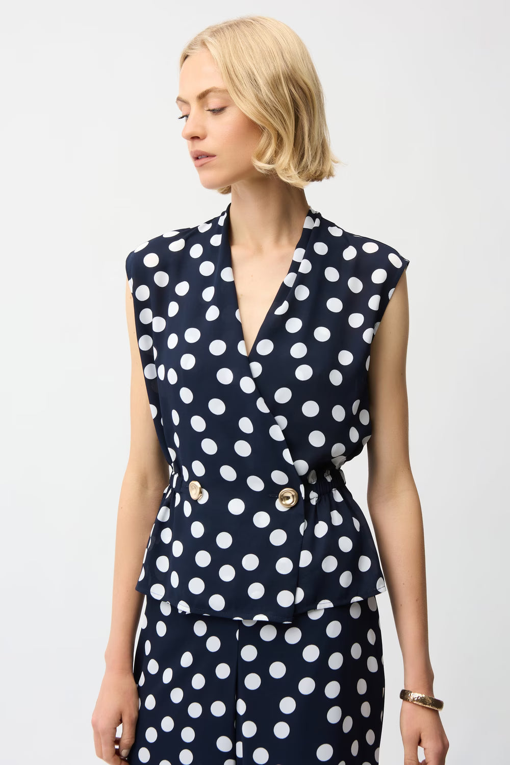 Polka Dot V-neck Top & Pant Set Style 261250/261305