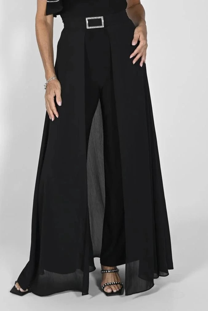 Black Pant With Chiffon Overlay 232144