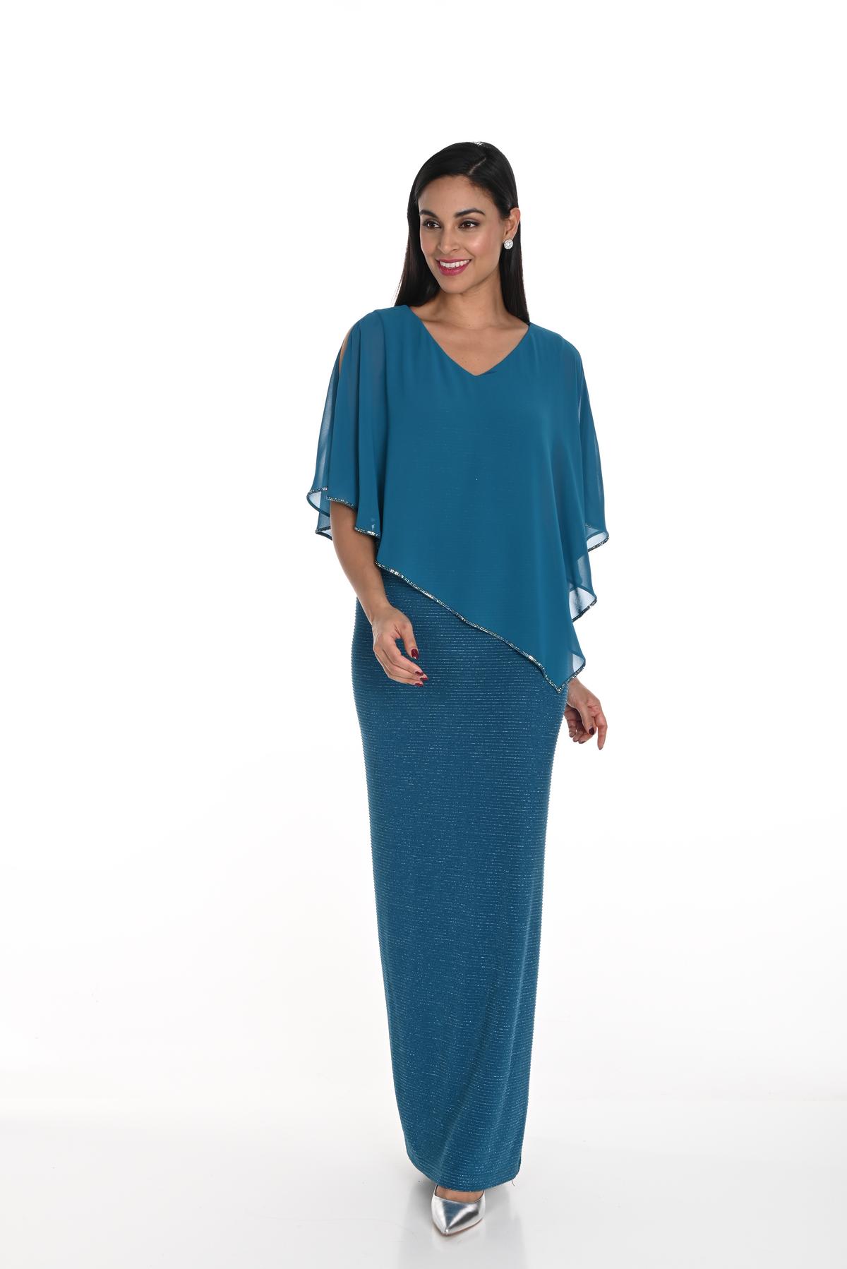 Shimmer Knit Teal Gown 249301