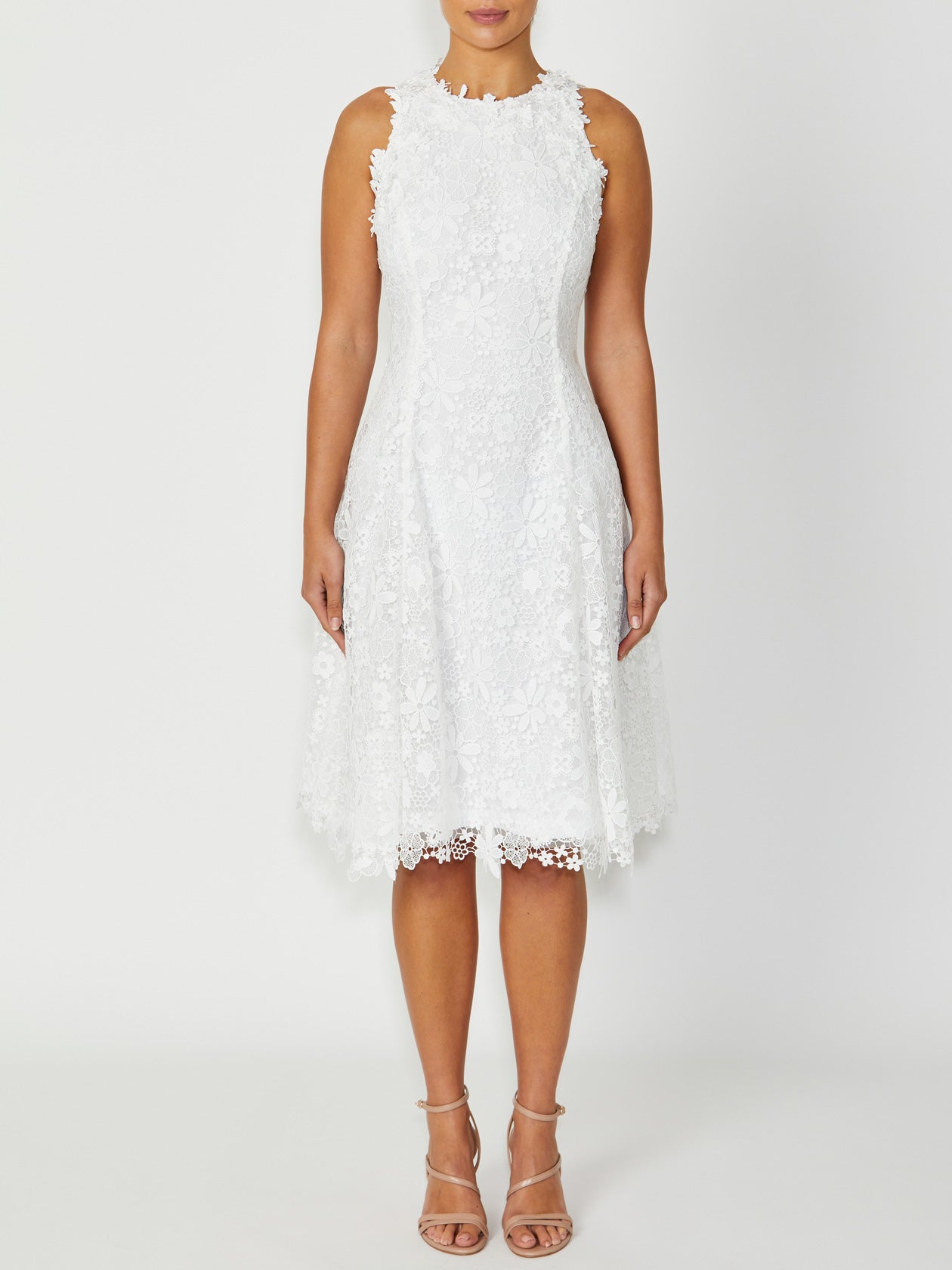White Lace Applique Dress