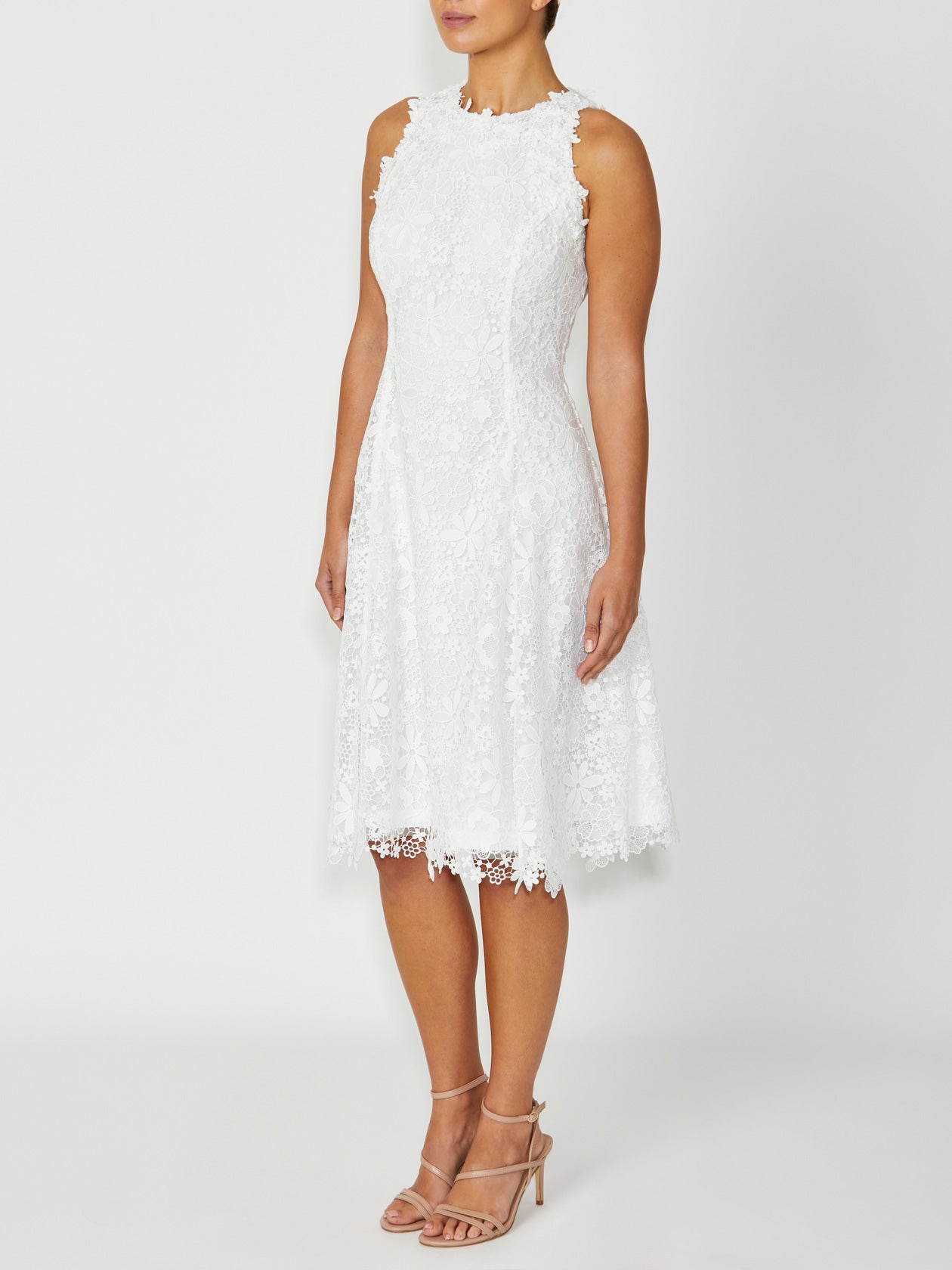 White Lace Applique Dress
