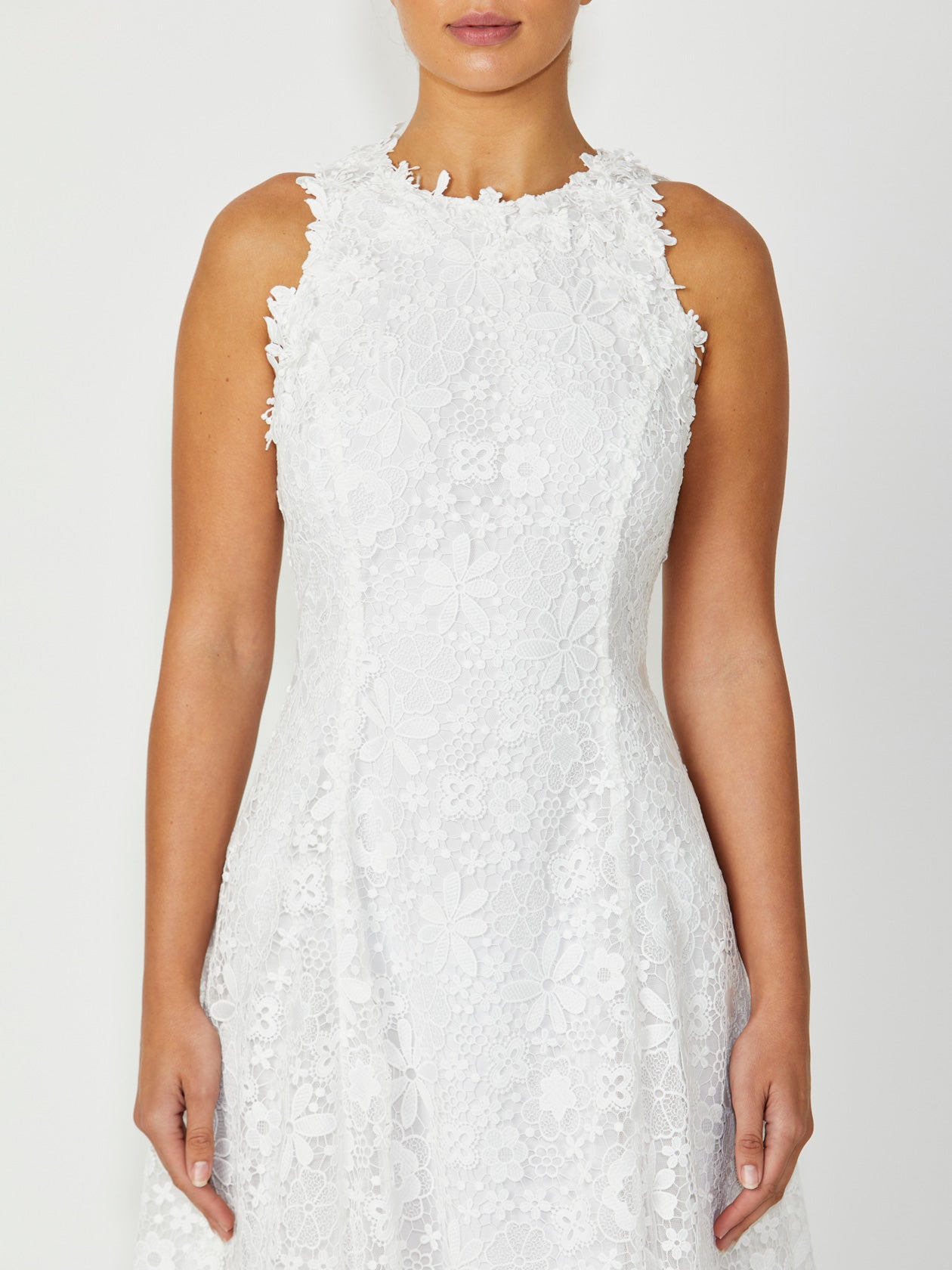 White Lace Applique Dress
