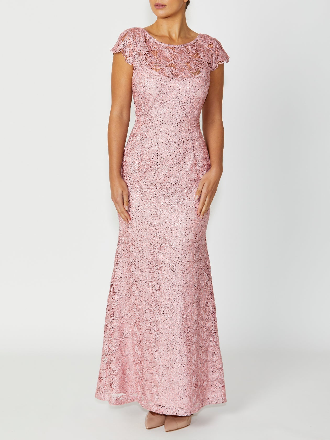 Pink Sequin Lace Gown