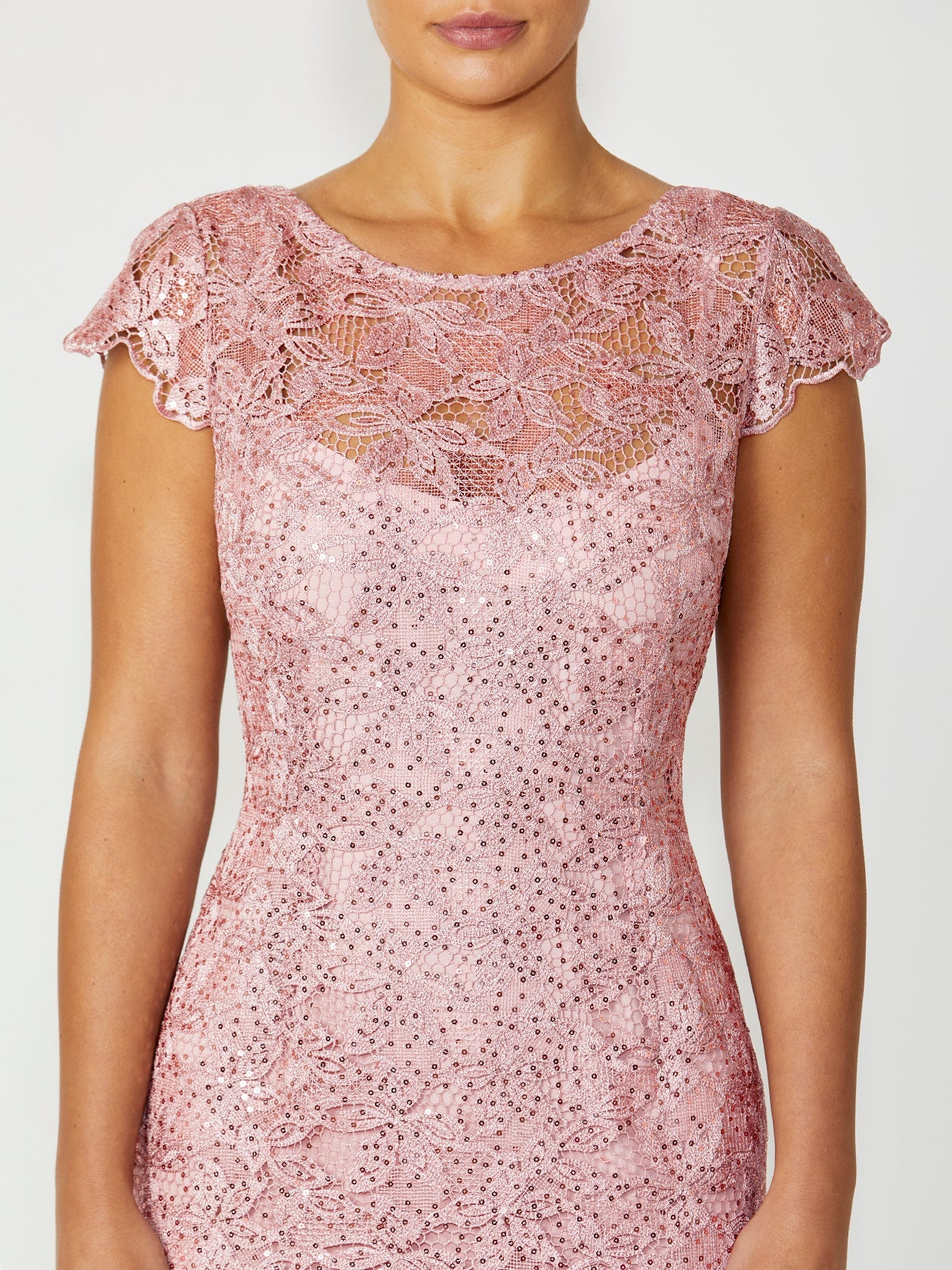 Pink Sequin Lace Gown
