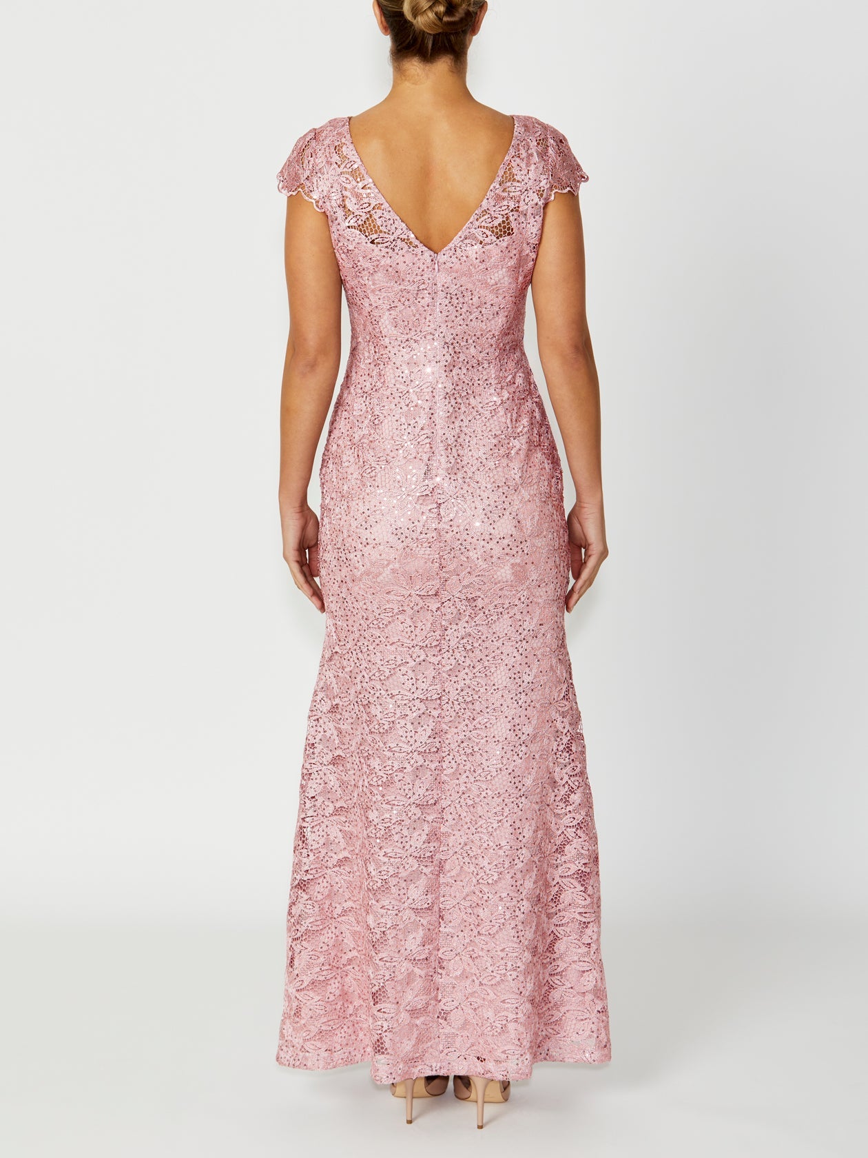 Pink Sequin Lace Gown