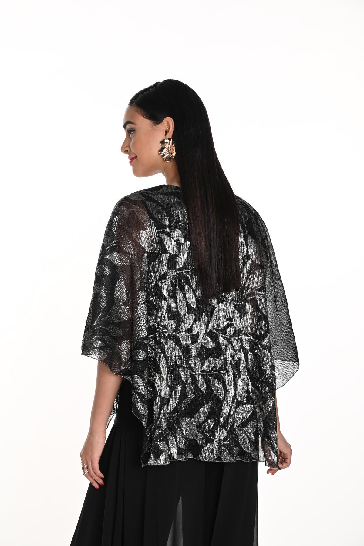 Metallic Black And Gold Cape Style Top 249240