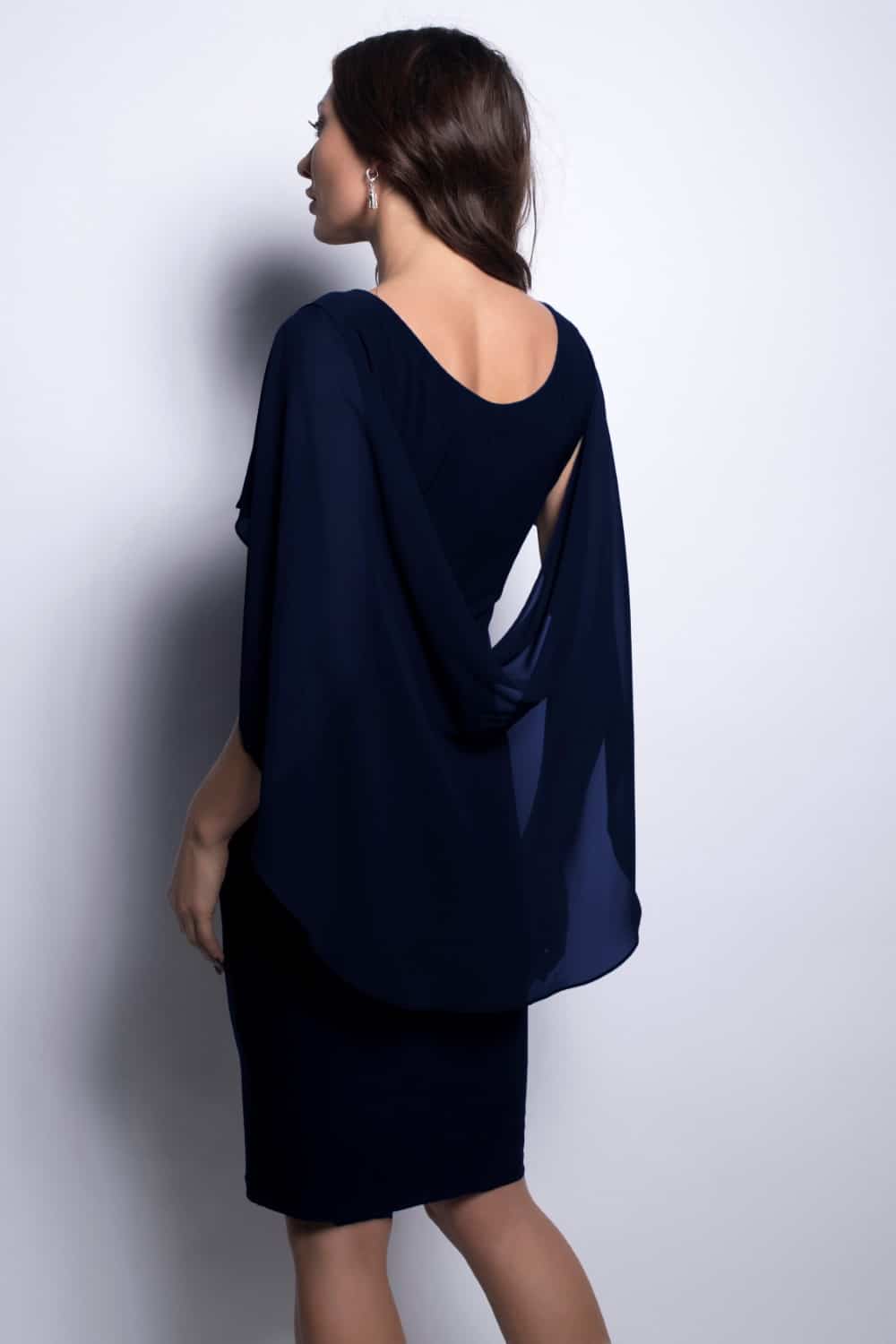 Chiffon & Diamante Dress in Navy Blue 209228 - After Hours Boutique