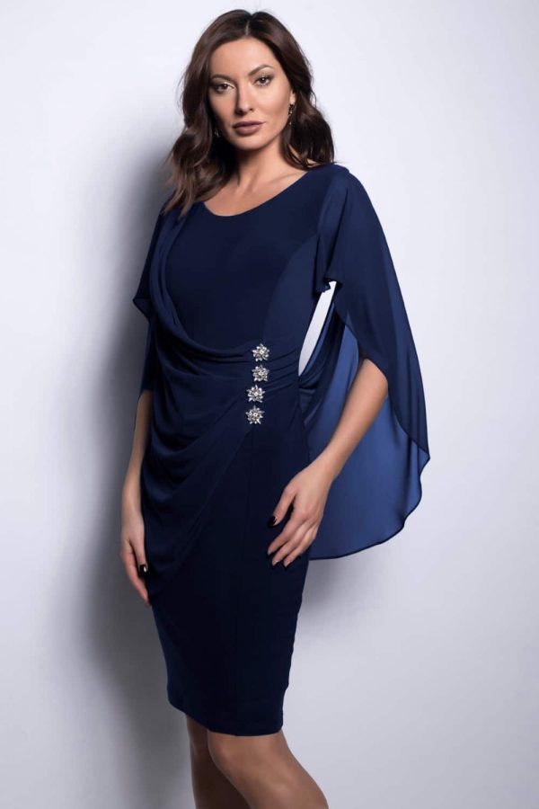 Chiffon & Diamante Dress in Navy Blue 209228 - After Hours Boutique