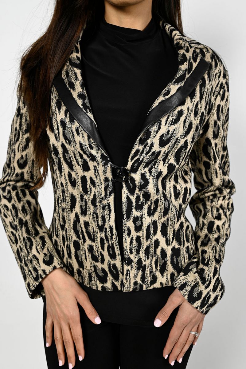 Gold and Black Leopard Print Knit Jacket - After Hours Boutique