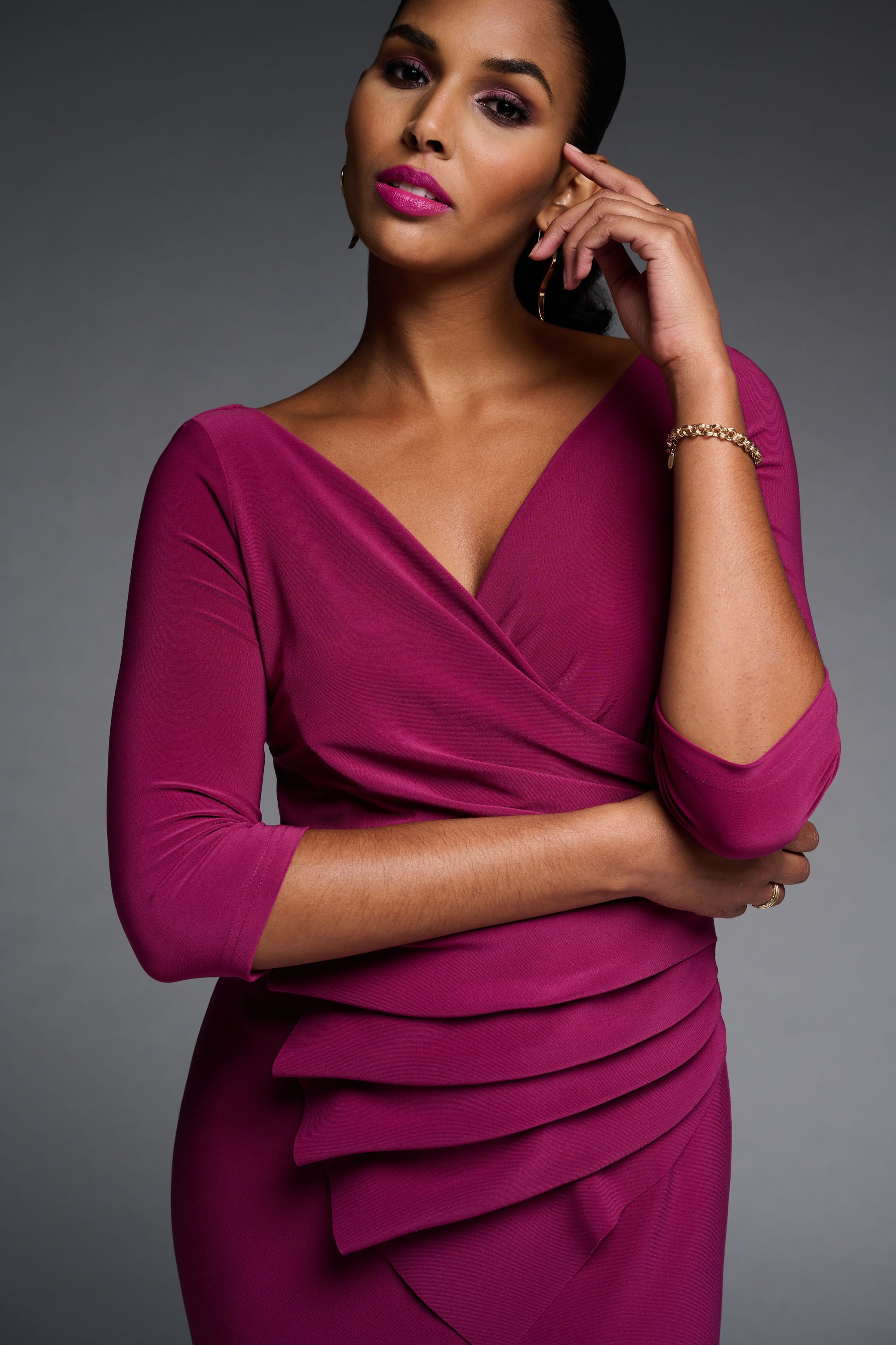 Pleated Wrap Dress 223715 - After Hours Boutique