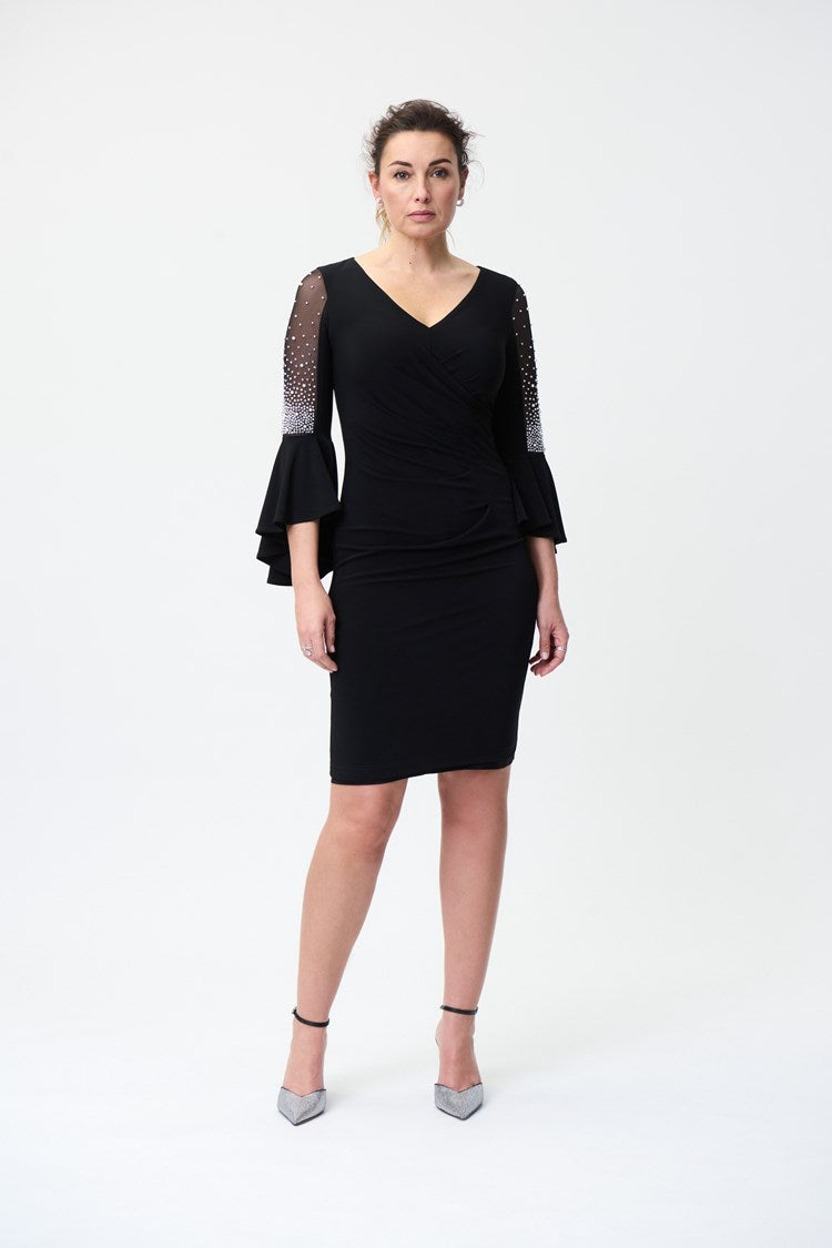 Silky Knit Wrap Dress With Statement Sleeves 224005 - After Hours Boutique