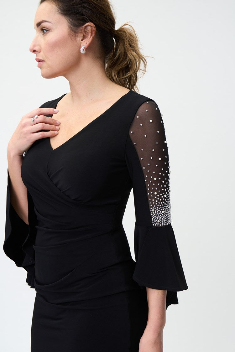 Silky Knit Wrap Dress With Statement Sleeves 224005 - After Hours Boutique