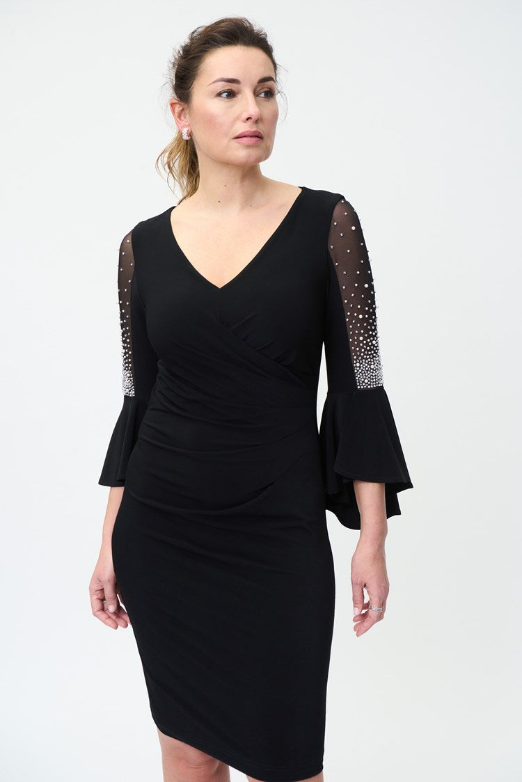 Silky Knit Wrap Dress With Statement Sleeves 224005 - After Hours Boutique