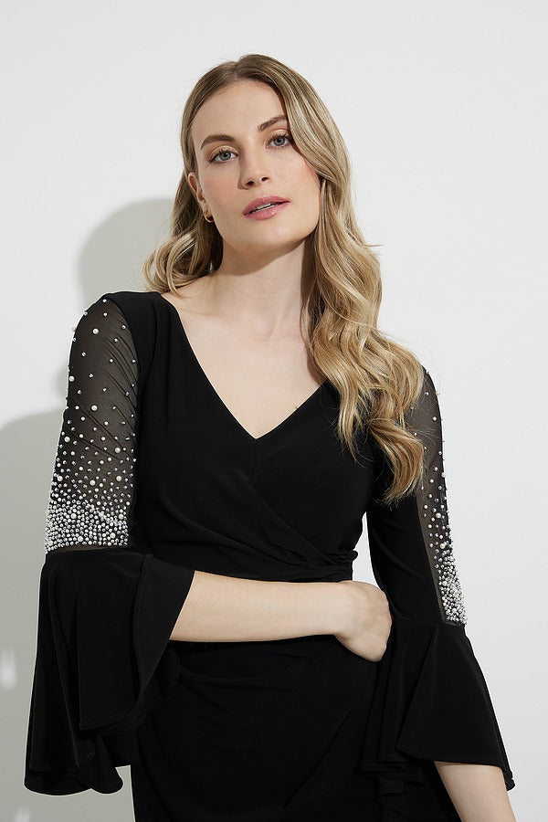 Silky Knit Wrap Dress With Statement Sleeves 224005 - After Hours Boutique