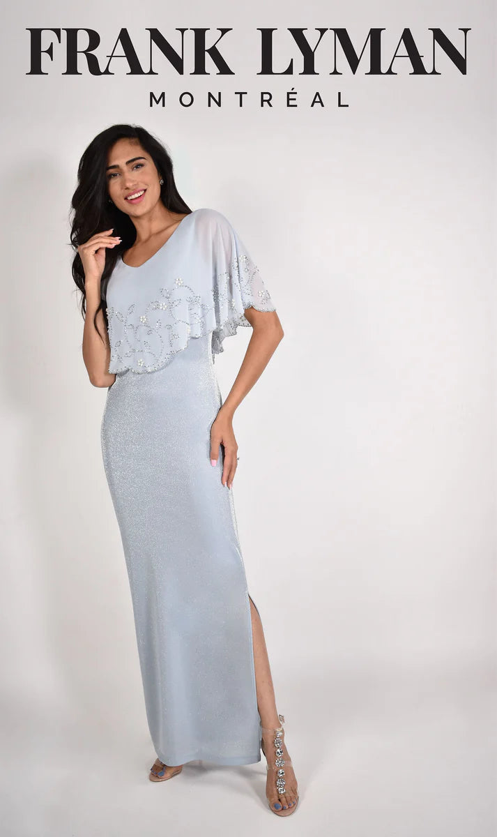 Scalloped Edge Cape Gown in Pale Blue 228265 - After Hours Boutique