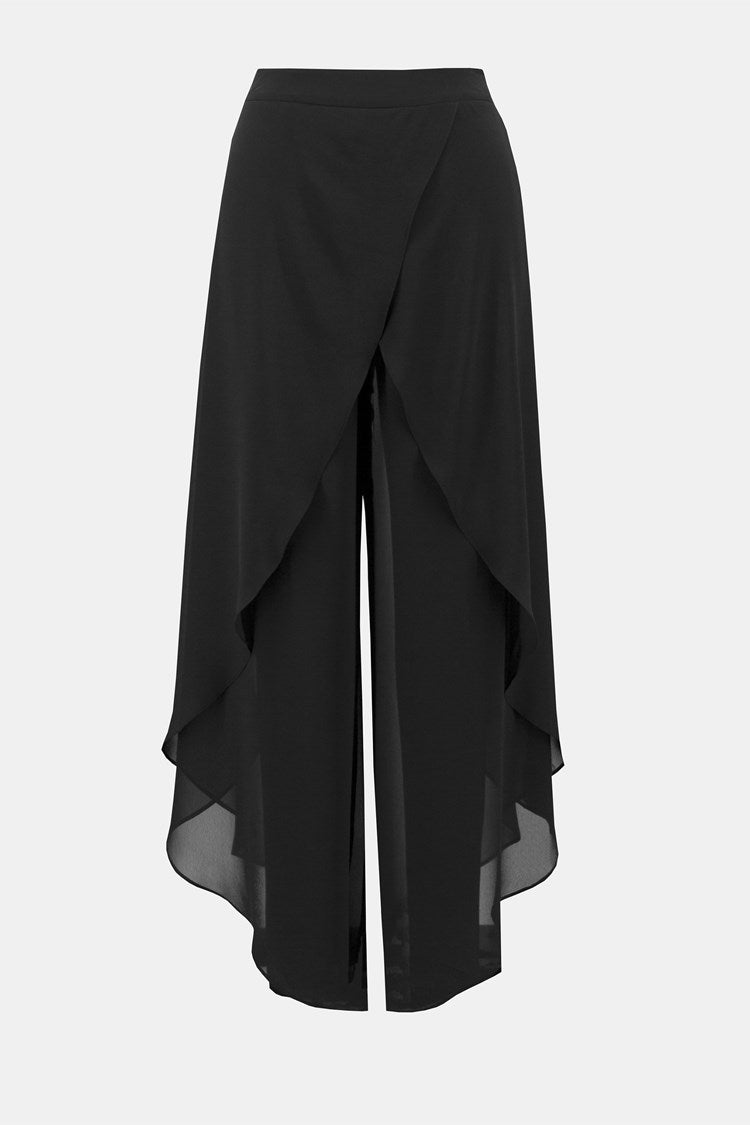 Chiffon And Silky Knit Wide-Leg Pants In Black 231737 - After Hours Boutique