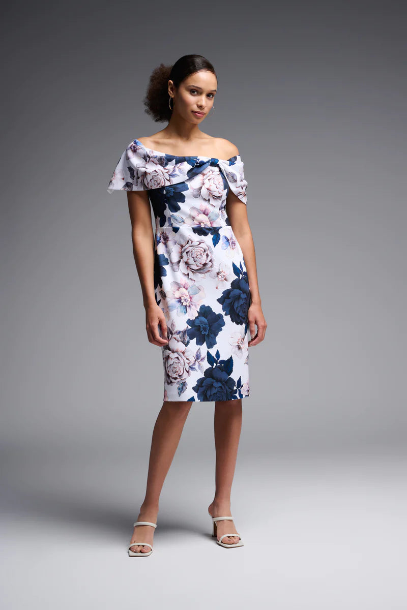 Floral Print Scuba Crepe Sheath Dress 231745 - After Hours Boutique