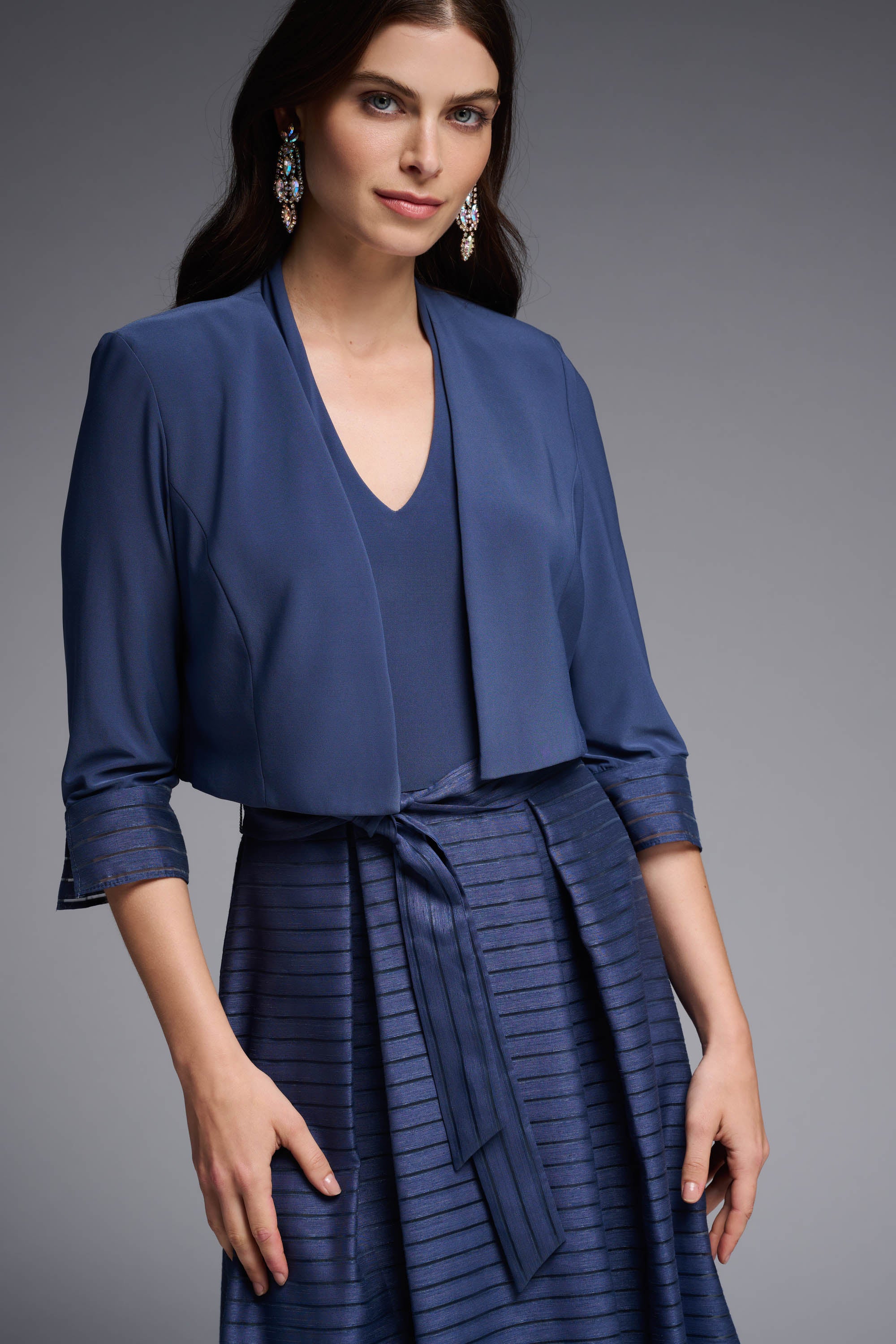 Classic Open Front Bolero In Mineral Blue 231748 - After Hours Boutique
