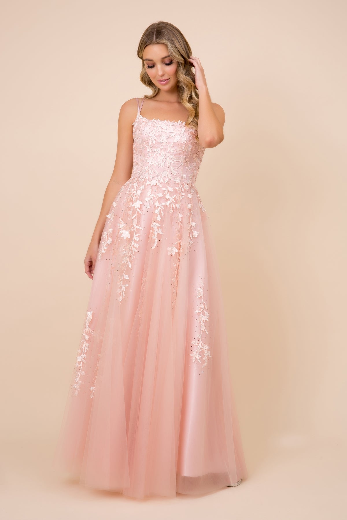 Floral Tulle Corset Gown in Rose A514DR - After Hours Boutique