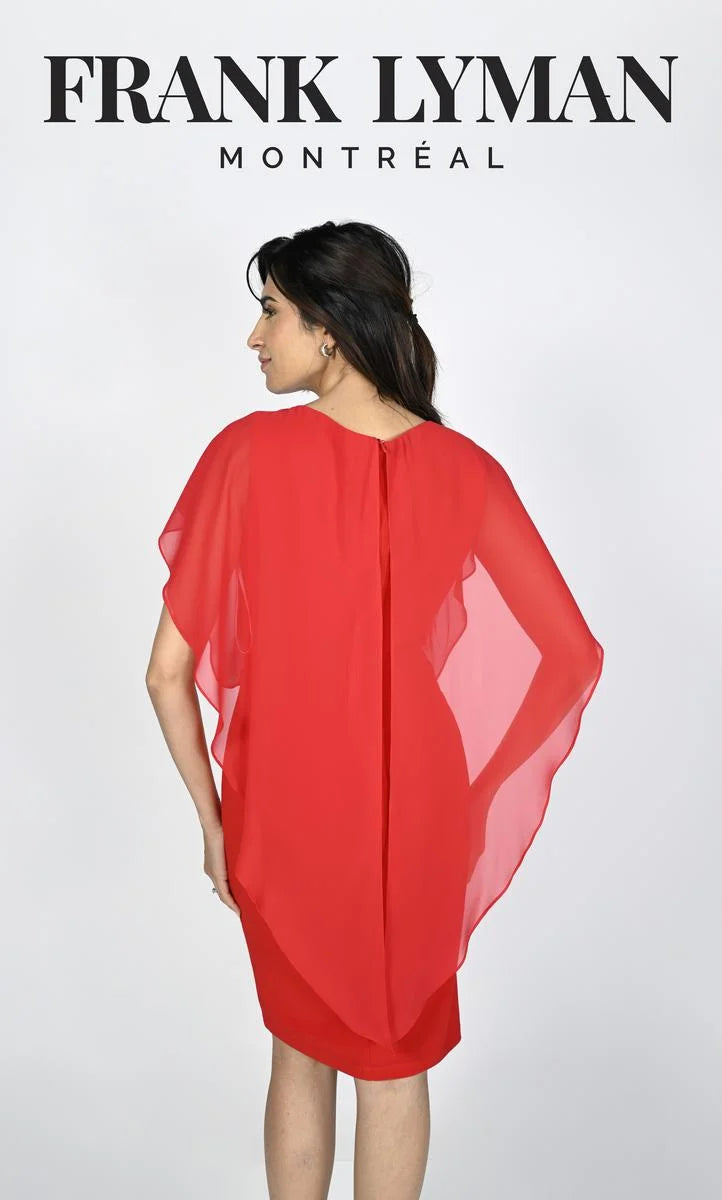 Tomato Red Chiffon Overlay Dress - After Hours Boutique