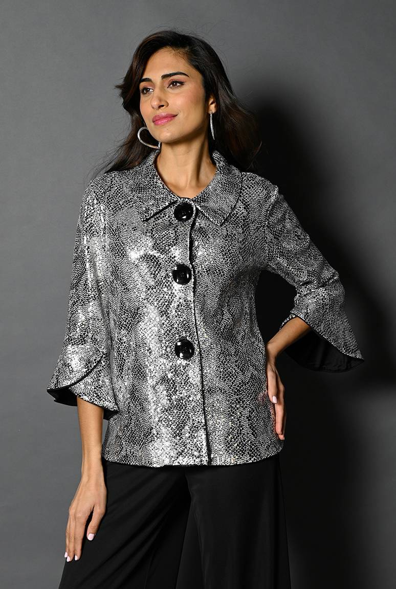 Shimmer Metallic  Blazer 229282 - After Hours Boutique