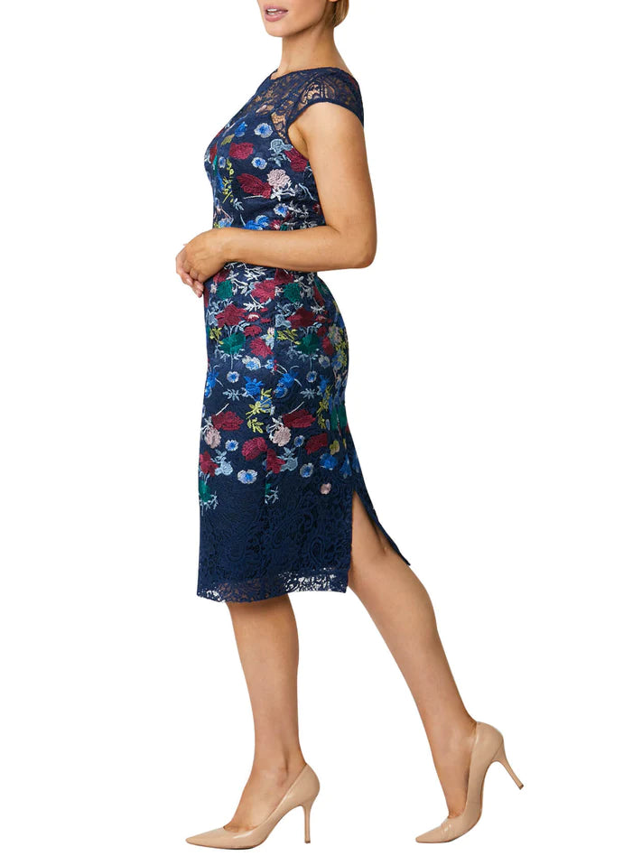 Multicolour Blue Lace Shift Dress - After Hours Boutique