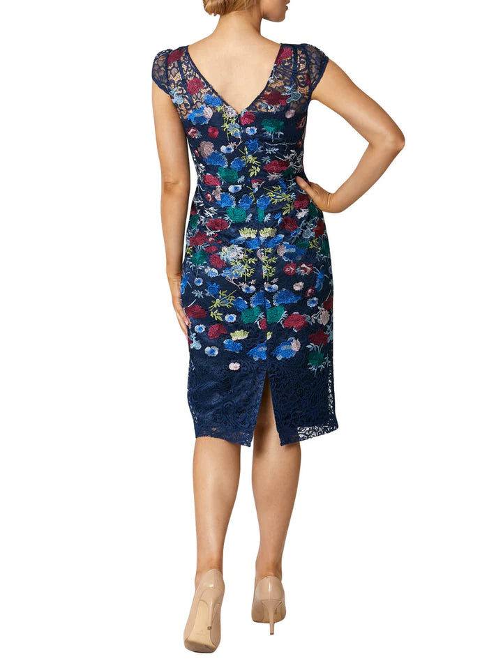 Multicolour Blue Lace Shift Dress - After Hours Boutique
