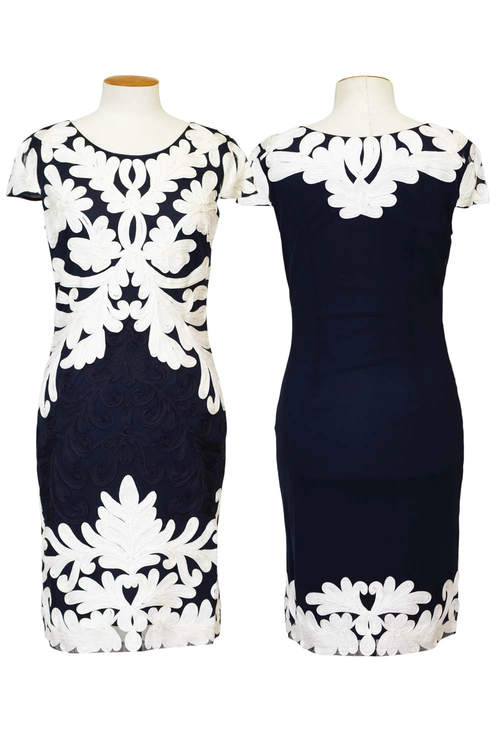 Navy and Off White Knit Dress - 68109U - After Hours Boutique