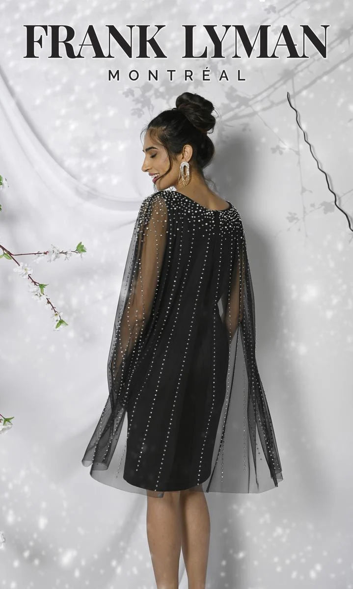 Beaded Cape Dress 229165 - After Hours Boutique
