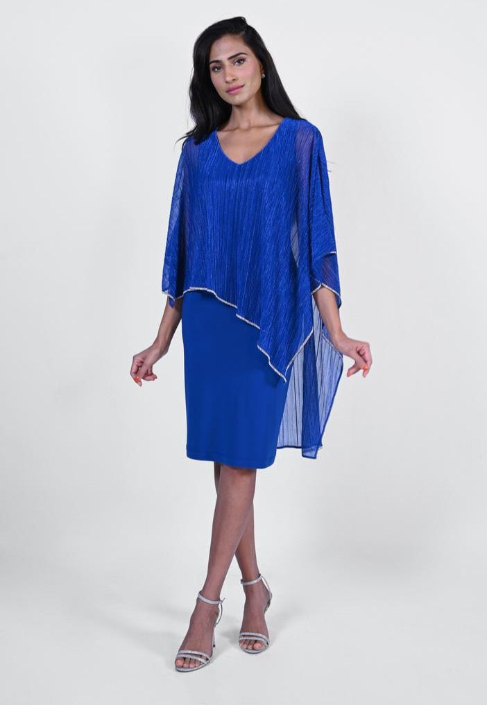 Royal Sapphire Shimmer Shawl Dress 229357 - After Hours Boutique
