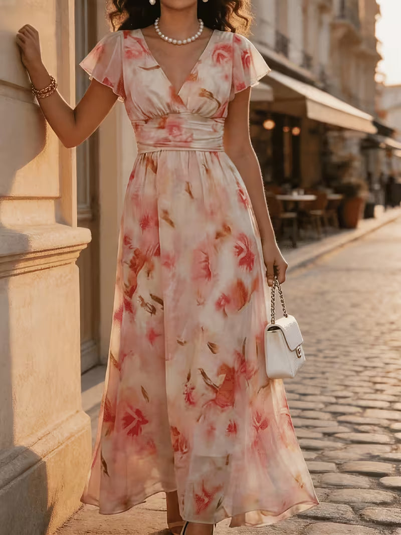 Elegant Floral Print Maxi Dress