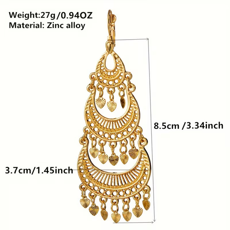 Vintage Droplet Chandlier Earrings in Gold