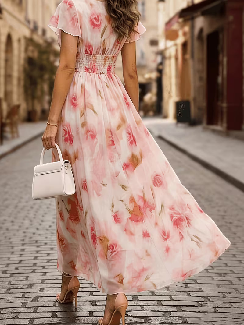 Elegant Floral Print Maxi Dress