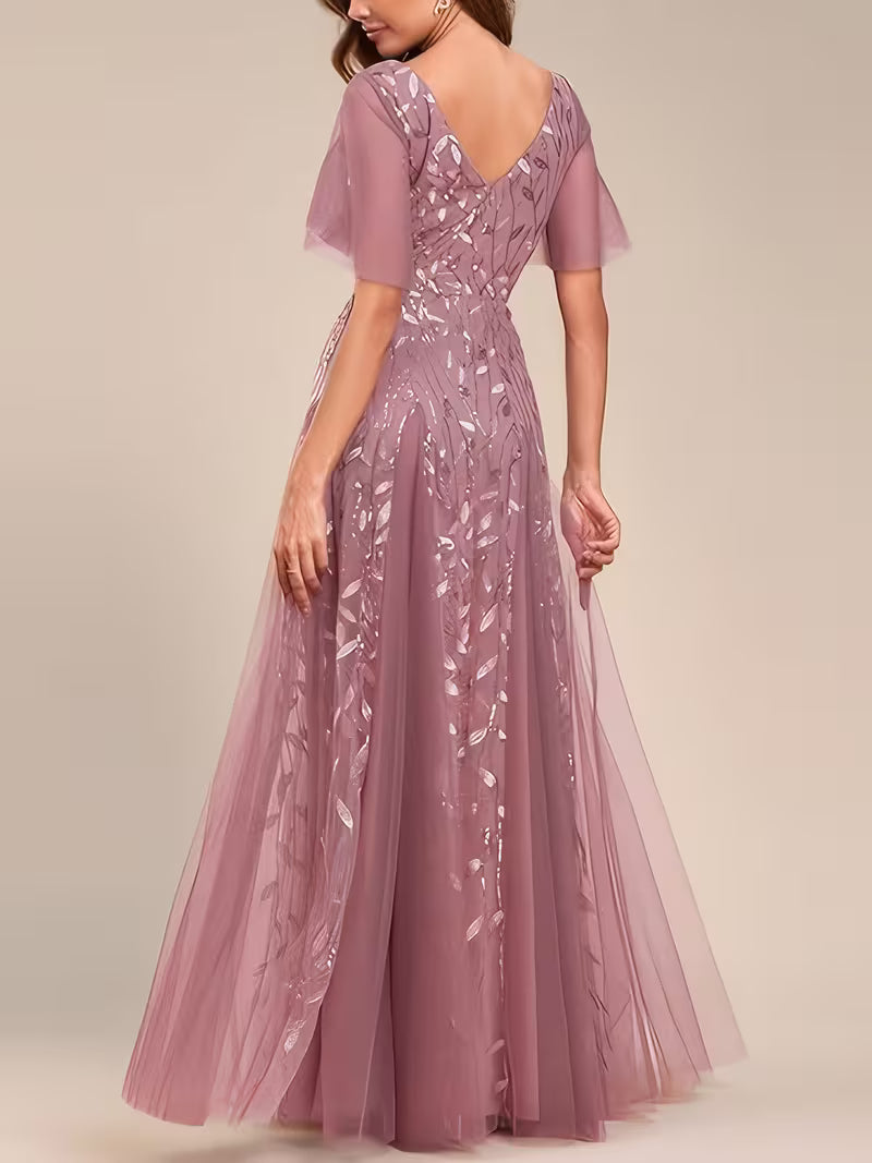 Dusky pink Sequin Formal Gown