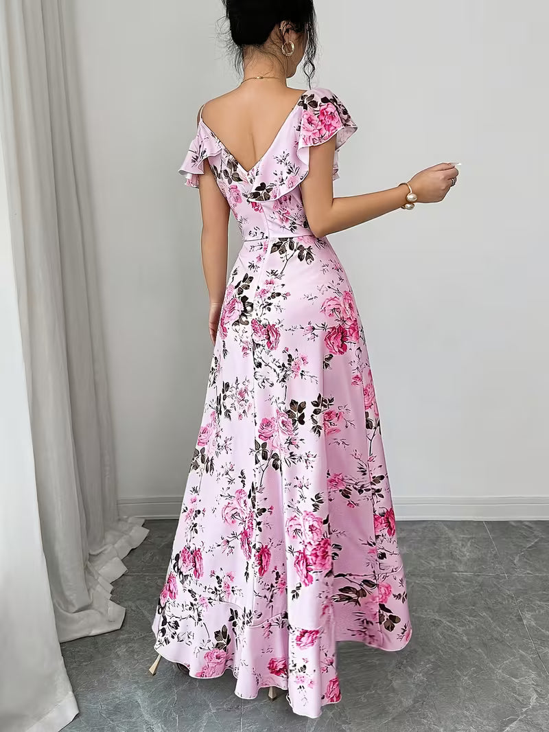 Elegant Off the Shoulder Floral Print Dress