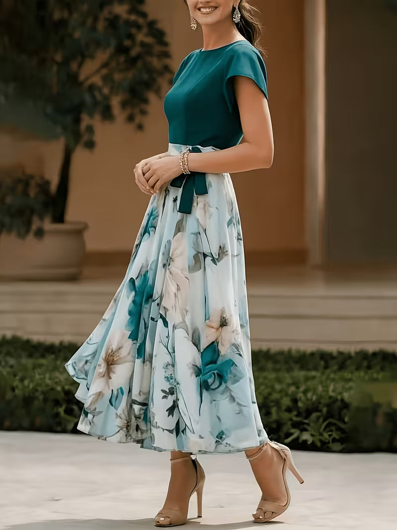 Elegant Print A-Line Midi Dress