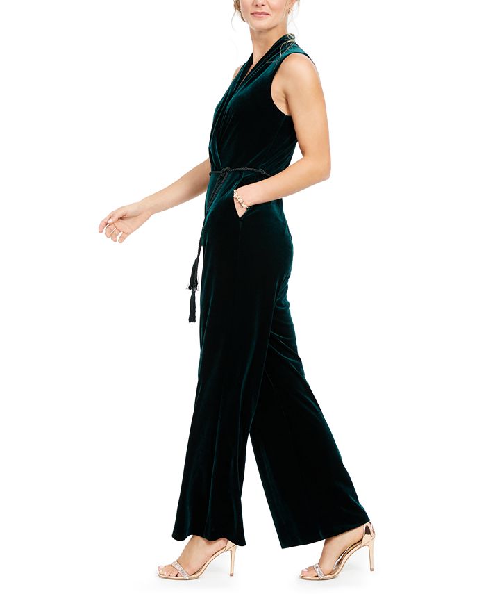 Emerald Green Velour Jumpsuit With Belt 234345-CLEARANCE