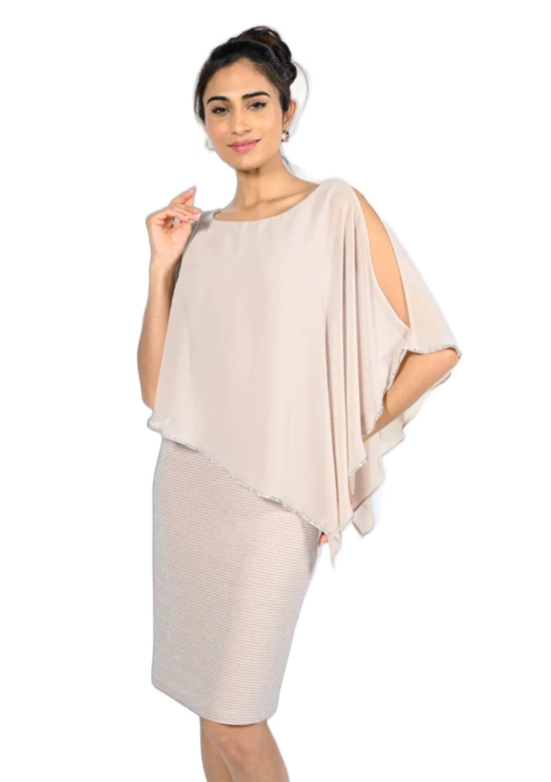 Chiffon Sparkle Shawl Overlay Dress in Blush 219203