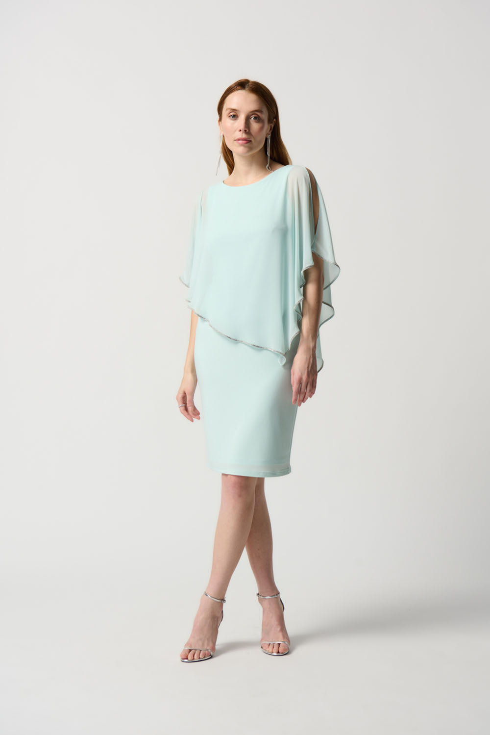 Layered Dress With Cape Overlay In Opal 223762