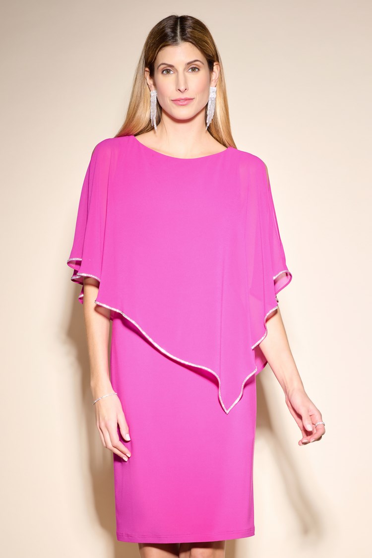 Layered Dress With Cape Overlay 223762