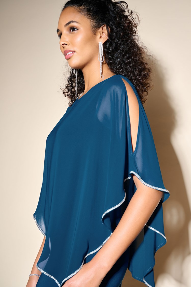 Layered Dress With Cape Overlay 233762